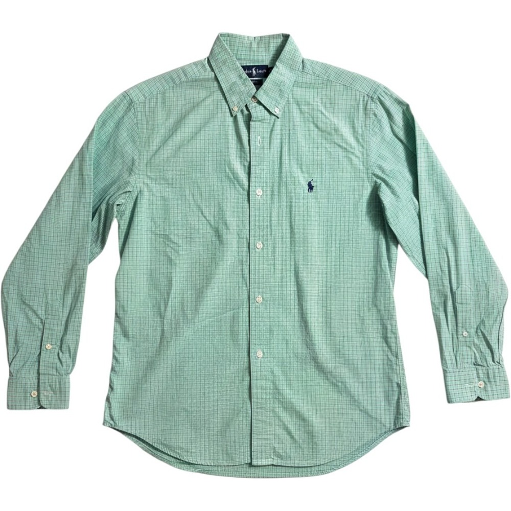 Ralph Lauren Mens Classic Fit Button Down Shirt Green Check 16 34/35